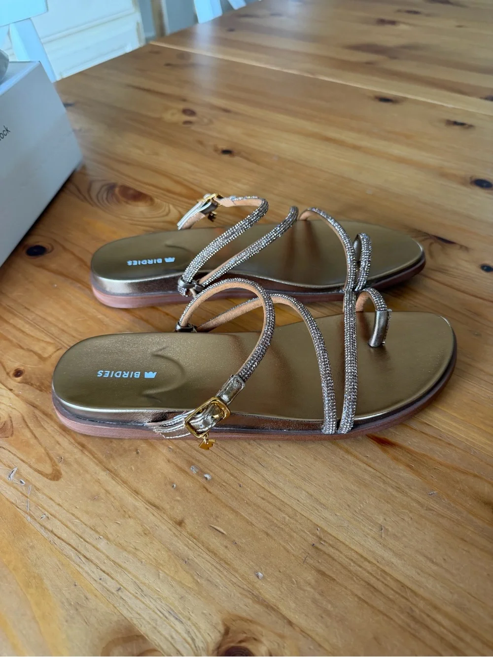 Birdies Gold Jewel Strappy Flat Sandal